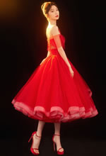 毛晓彤红裙装美若天仙
